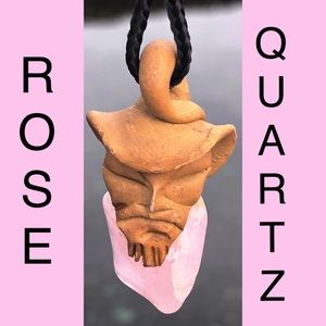 🌸Rose Quartz and Polymer Clay Handmade Necklace🌸